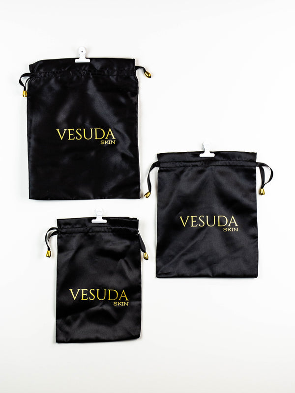 Black Silk Drawstring Bag -S,M,L