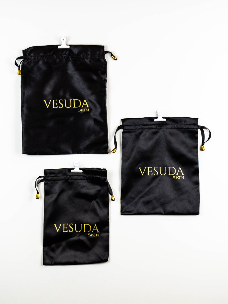 Black Silk Drawstring Bag -S,M,L