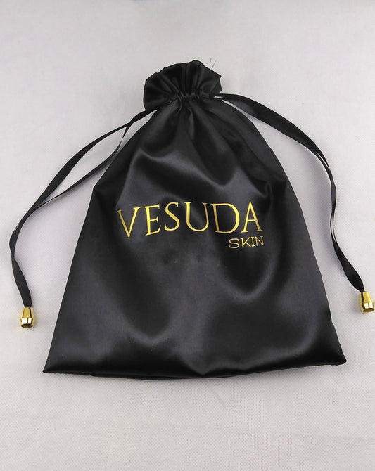 Black Silk Drawstring Bag